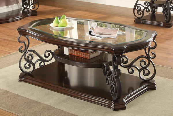 Laney Deep Merlot and Clear Coffee Table