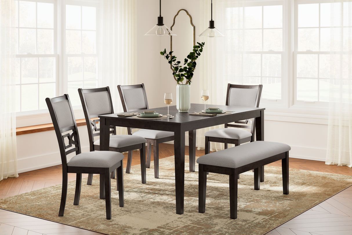 Langwest Brown Dining Table and 4 Chairs and Bench (Set of 6) from Ashley - Luna Furniture
