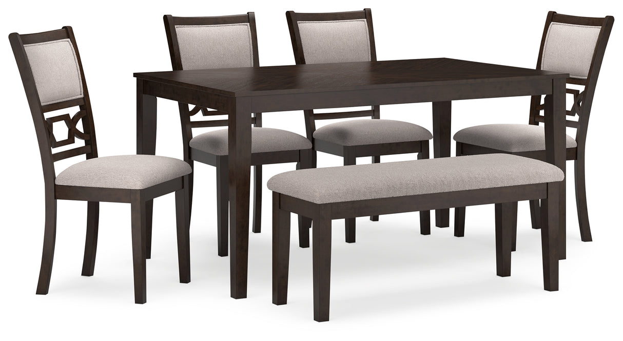 Langwest Brown Dining Table and 4 Chairs and Bench (Set of 6) from Ashley - Luna Furniture