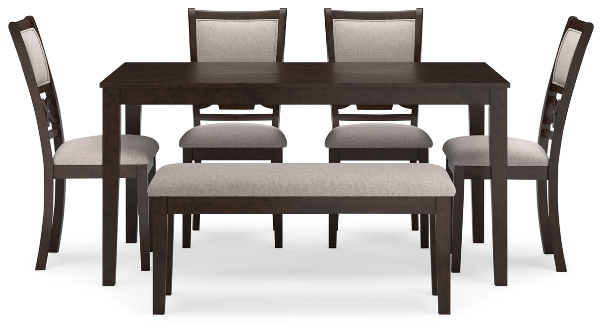 Langwest Brown Dining Table and 4 Chairs and Bench (Set of 6) from Ashley - Luna Furniture
