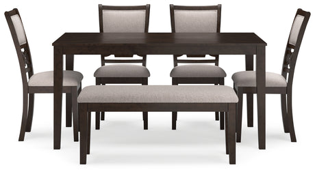 Langwest Brown Dining Table and 4 Chairs and Bench (Set of 6) from Ashley - Luna Furniture