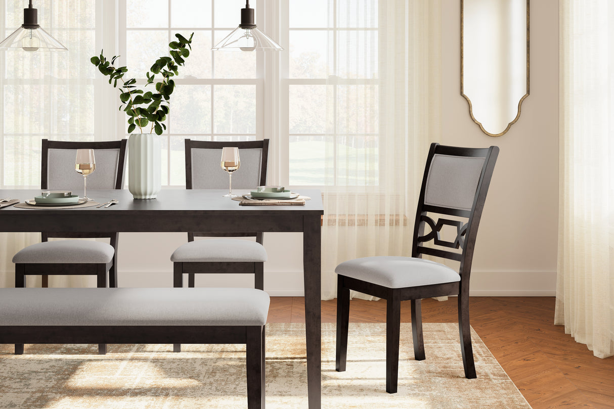 Langwest Brown Dining Table and 4 Chairs and Bench (Set of 6) from Ashley - Luna Furniture