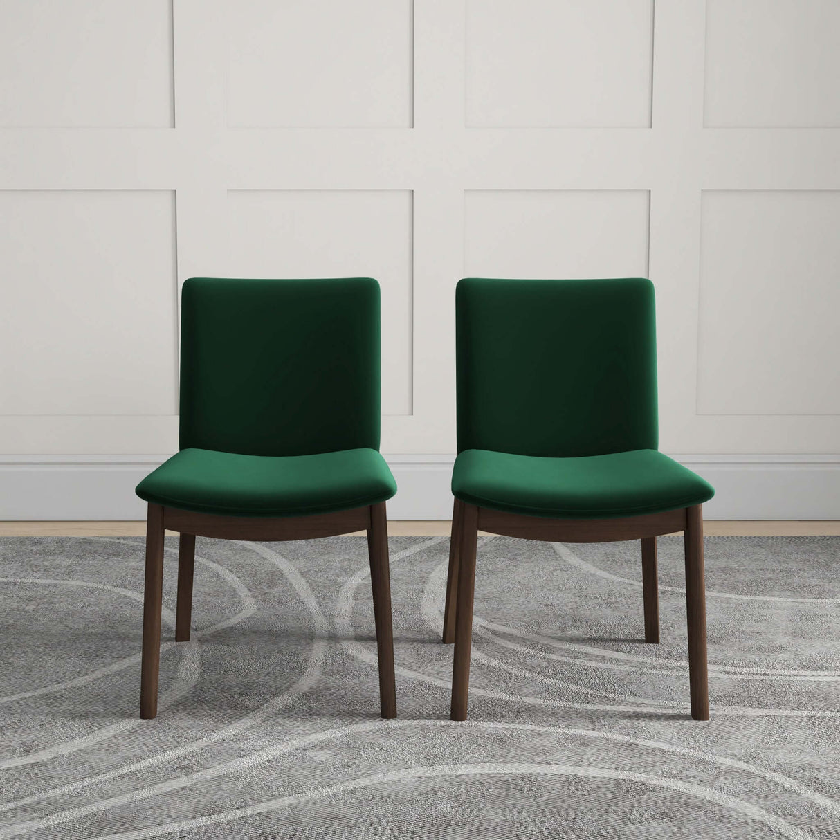 Laura Mid-Century Modern Solid Wood Dining Chair (Set of 2) Green Velvet from Ashcroft Furniture - Luna Furniture