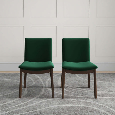 Laura Mid-Century Modern Solid Wood Dining Chair (Set of 2) Green Velvet from Midinmod - Luna Furniture