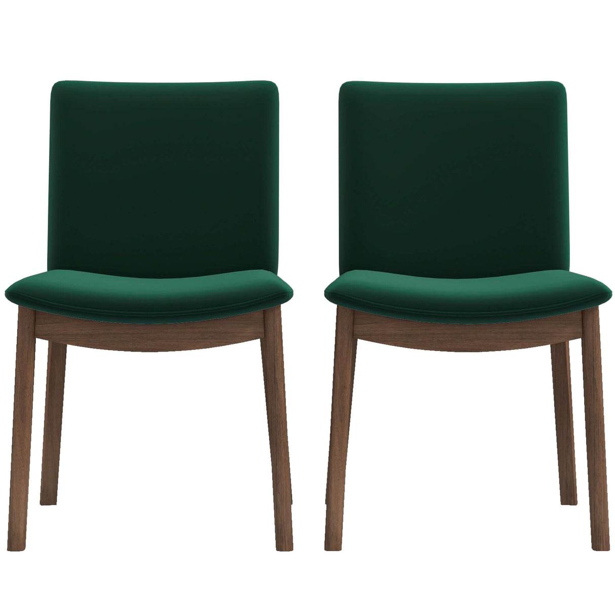 Laura Mid-Century Modern Solid Wood Dining Chair (Set of 2) Green Velvet from Ashcroft Furniture - Luna Furniture