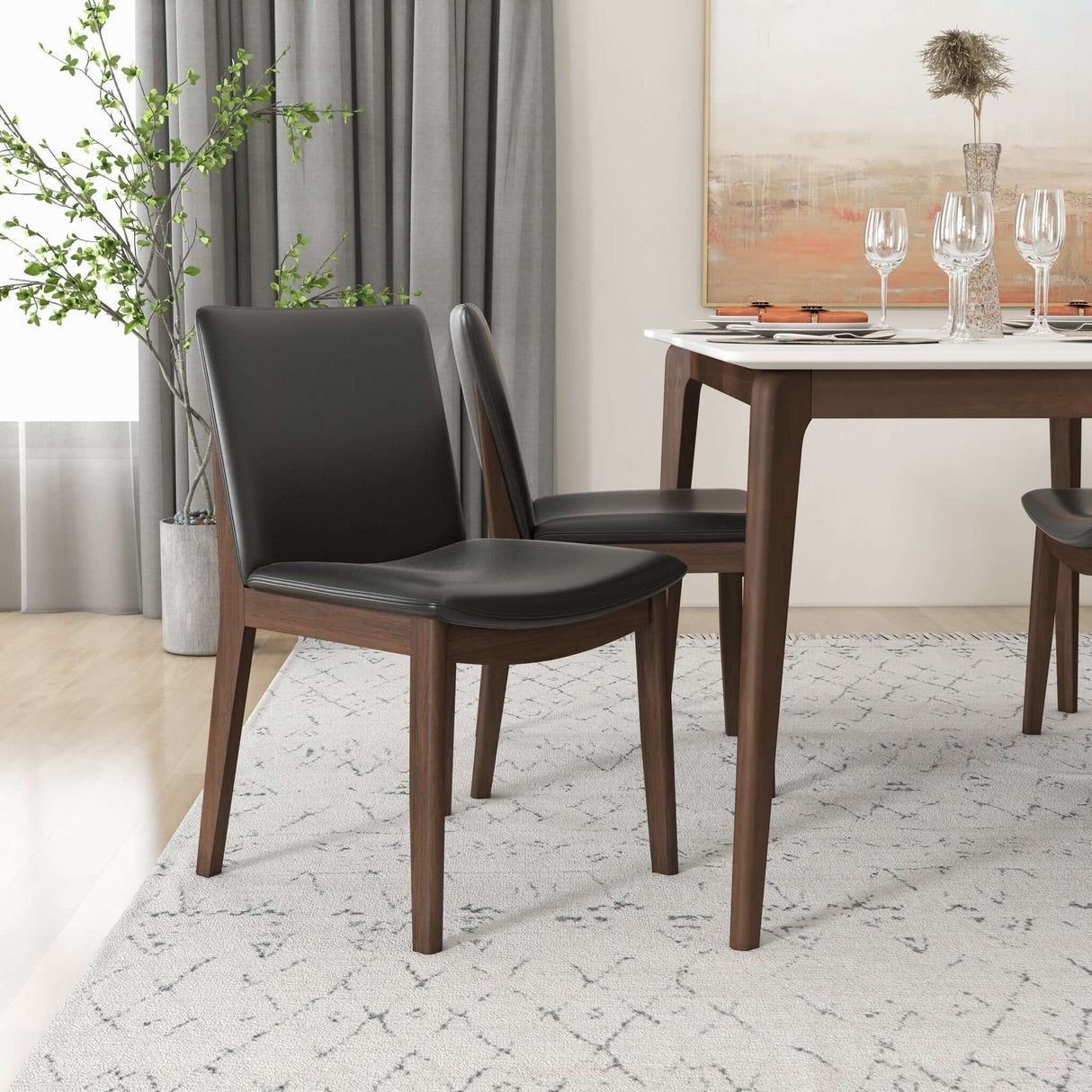 Laura Mid-Century Modern Solid Wood Dining Chair (Set of 2) Green Velvet from Ashcroft Furniture - Luna Furniture