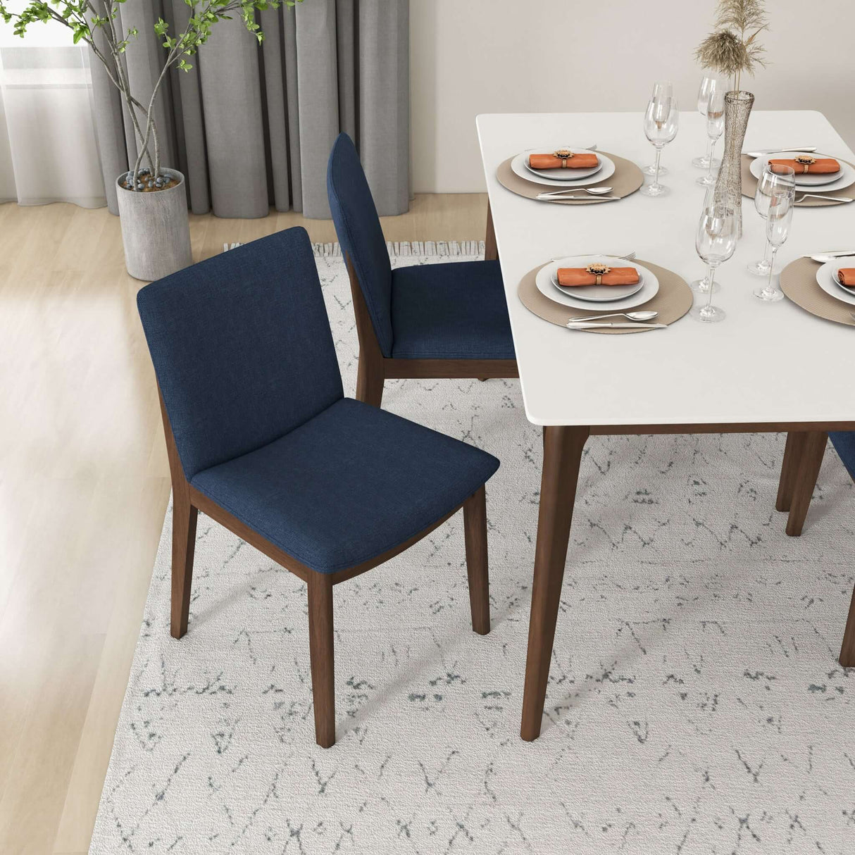 Laura Mid-Century Modern Solid Wood Dining Chair (Set of 2) Green Velvet from Ashcroft Furniture - Luna Furniture