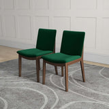 Laura Mid-Century Modern Solid Wood Dining Chair (Set of 2) Green Velvet from Ashcroft Furniture - Luna Furniture