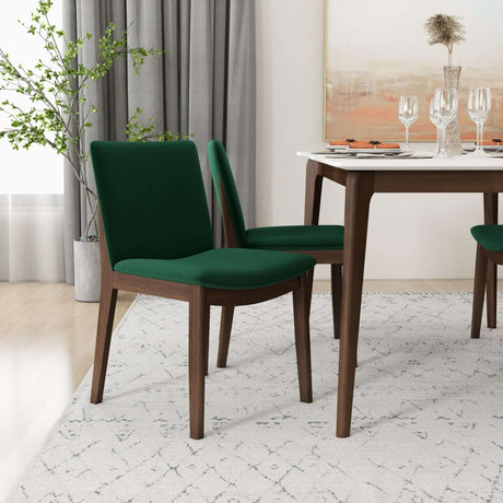Laura Mid-Century Modern Solid Wood Dining Chair (Set of 2) Green Velvet from Midinmod - Luna Furniture
