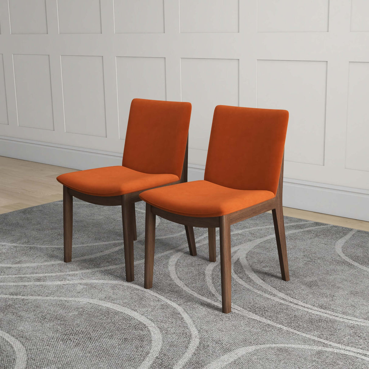 Laura Mid-Century Modern Solid Wood Dining Chair (Set of 2) Green Velvet from Ashcroft Furniture - Luna Furniture