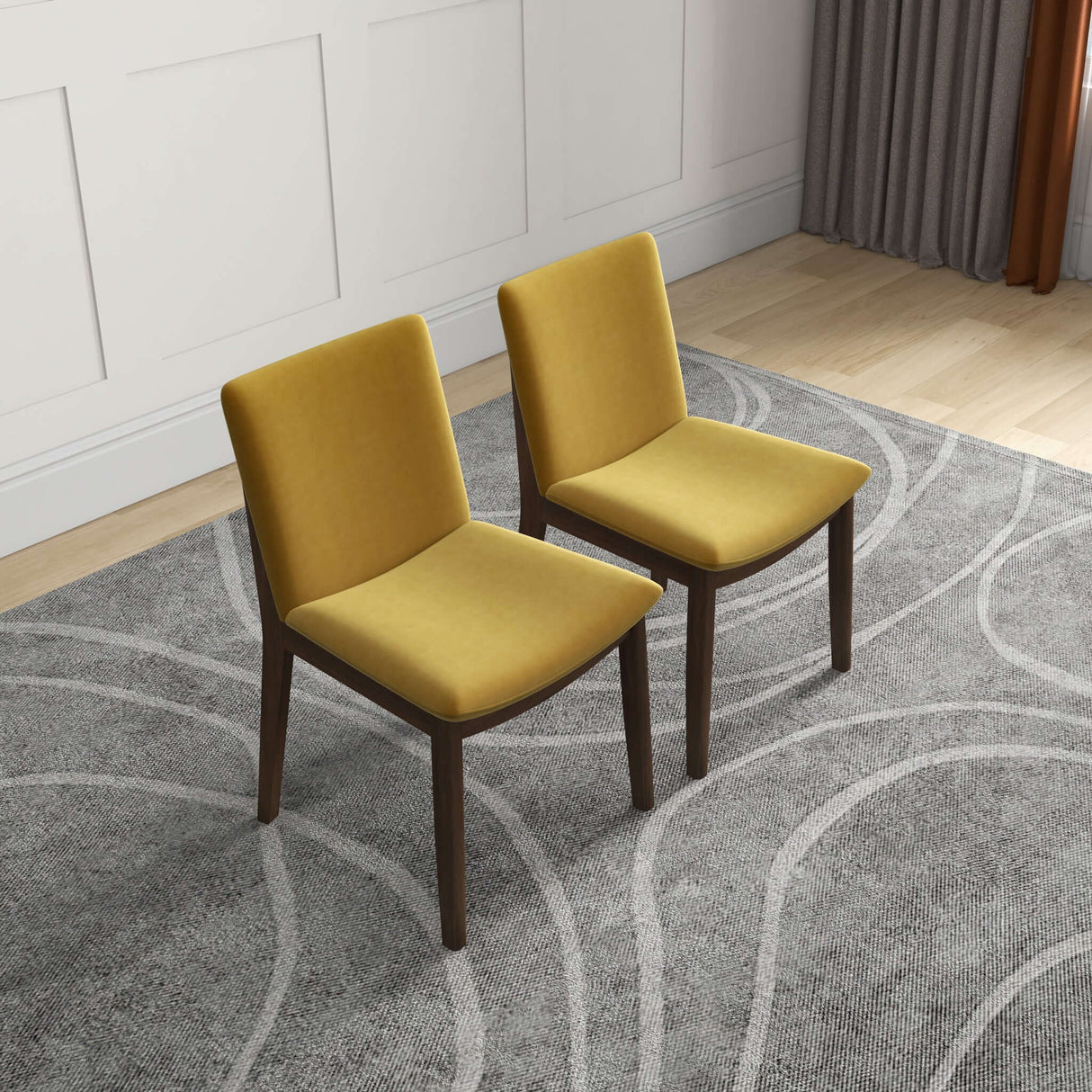 Laura Mid-Century Modern Solid Wood Dining Chair (Set of 2) Green Velvet from Ashcroft Furniture - Luna Furniture