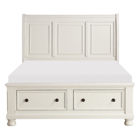 Laurelin White King Sleigh Storage Platform Bed from Homelegance - Luna Furniture