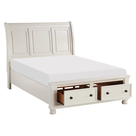 Laurelin White King Sleigh Storage Platform Bed from Homelegance - Luna Furniture