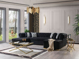 Lauren Black Velvet Double Chaise Sectional from Nova Furniture - Luna Furniture