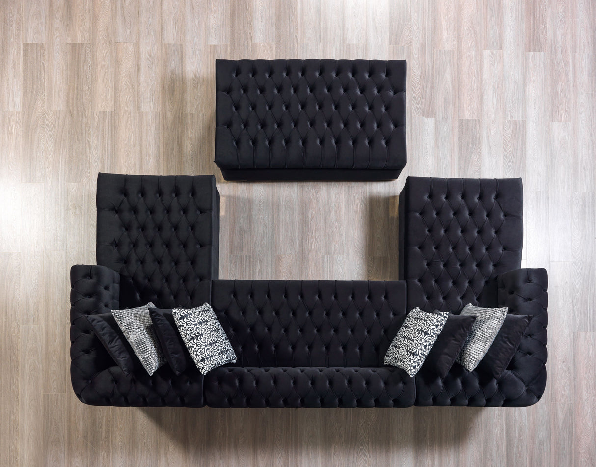 Lauren Black Velvet Double Chaise Sectional from Nova Furniture - Luna Furniture