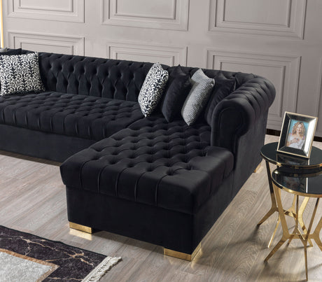 Lauren Black Velvet Double Chaise Sectional from Nova Furniture - Luna Furniture