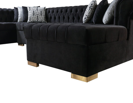 Lauren Black Velvet Double Chaise Sectional from Nova Furniture - Luna Furniture