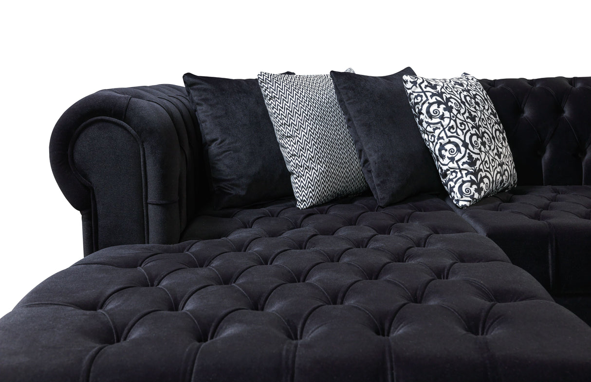 Lauren Black Velvet Double Chaise Sectional from Nova Furniture - Luna Furniture