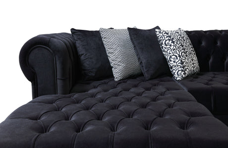 Lauren Black Velvet Double Chaise Sectional from Nova Furniture - Luna Furniture