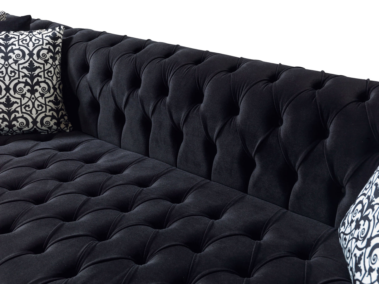 Lauren Black Velvet Double Chaise Sectional from Nova Furniture - Luna Furniture