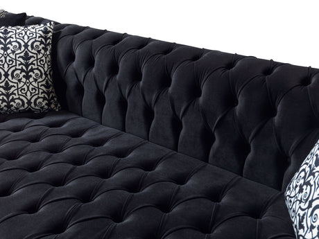 Lauren Black Velvet Double Chaise Sectional from Nova Furniture - Luna Furniture
