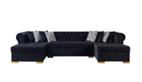 Lauren Black Velvet Double Chaise Sectional from Nova Furniture - Luna Furniture