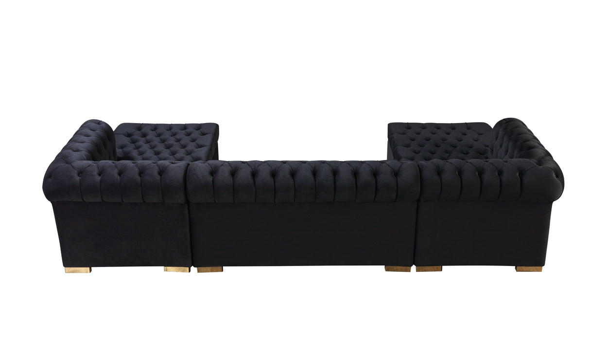 Lauren Black Velvet Double Chaise Sectional from Nova Furniture - Luna Furniture