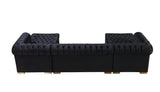Lauren Black Velvet Double Chaise Sectional from Nova Furniture - Luna Furniture