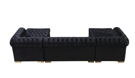 Lauren Black Velvet Double Chaise Sectional from Nova Furniture - Luna Furniture