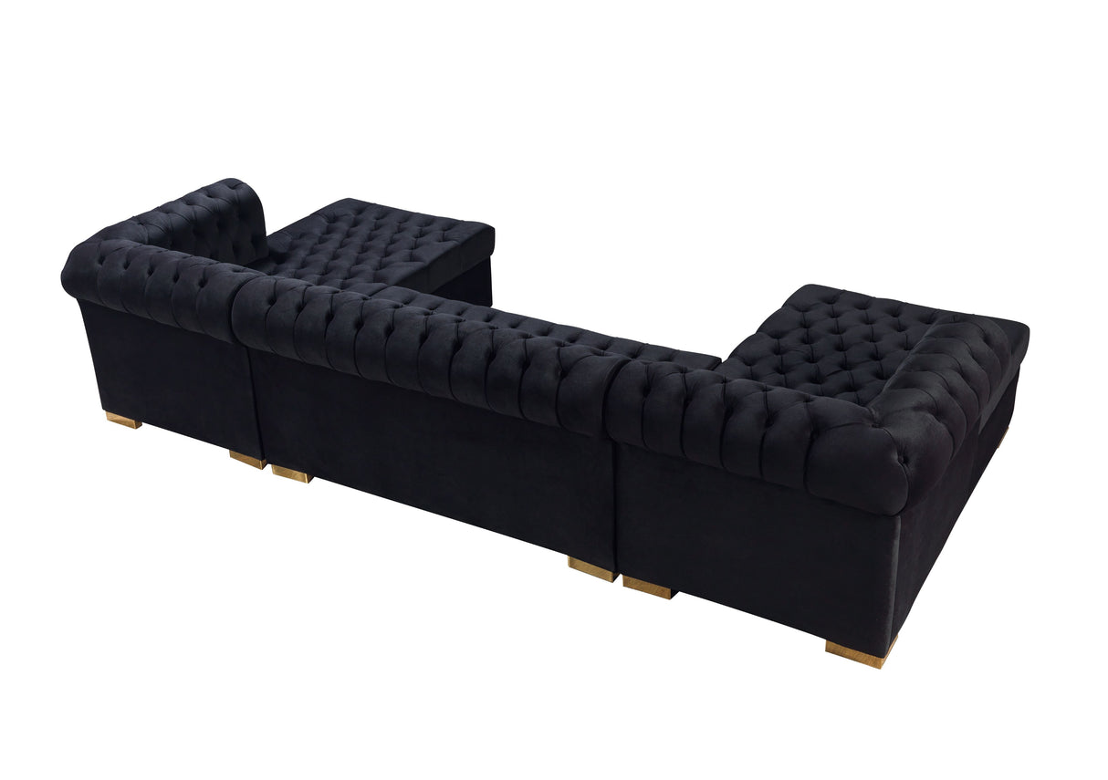 Lauren Black Velvet Double Chaise Sectional from Nova Furniture - Luna Furniture