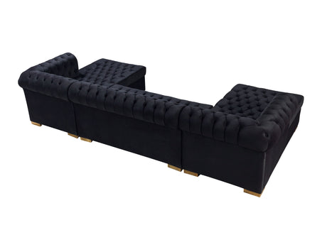 Lauren Black Velvet Double Chaise Sectional from Nova Furniture - Luna Furniture