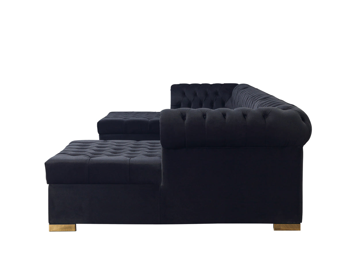 Lauren Black Velvet Double Chaise Sectional from Nova Furniture - Luna Furniture