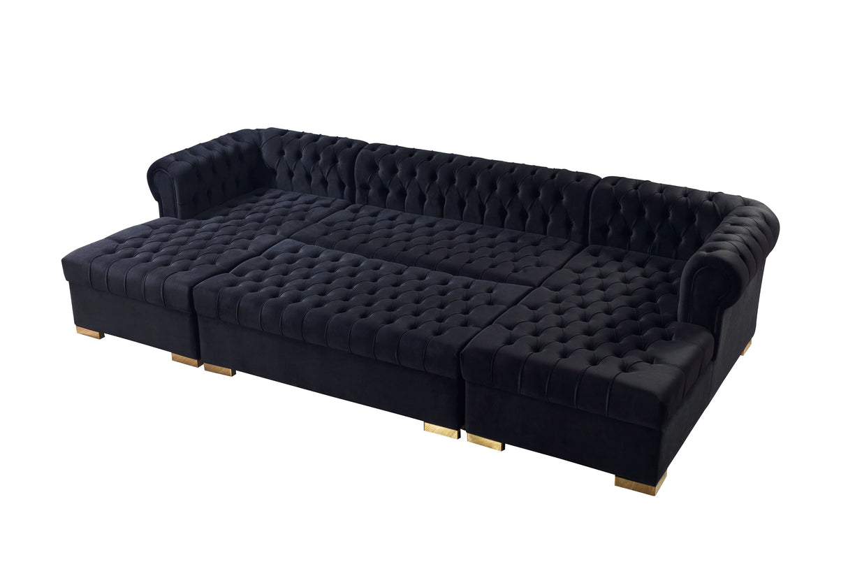 Lauren Black Velvet Double Chaise Sectional from Nova Furniture - Luna Furniture