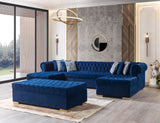 Lauren Blue Velvet Double Chaise Sectional from Nova Furniture - Luna Furniture