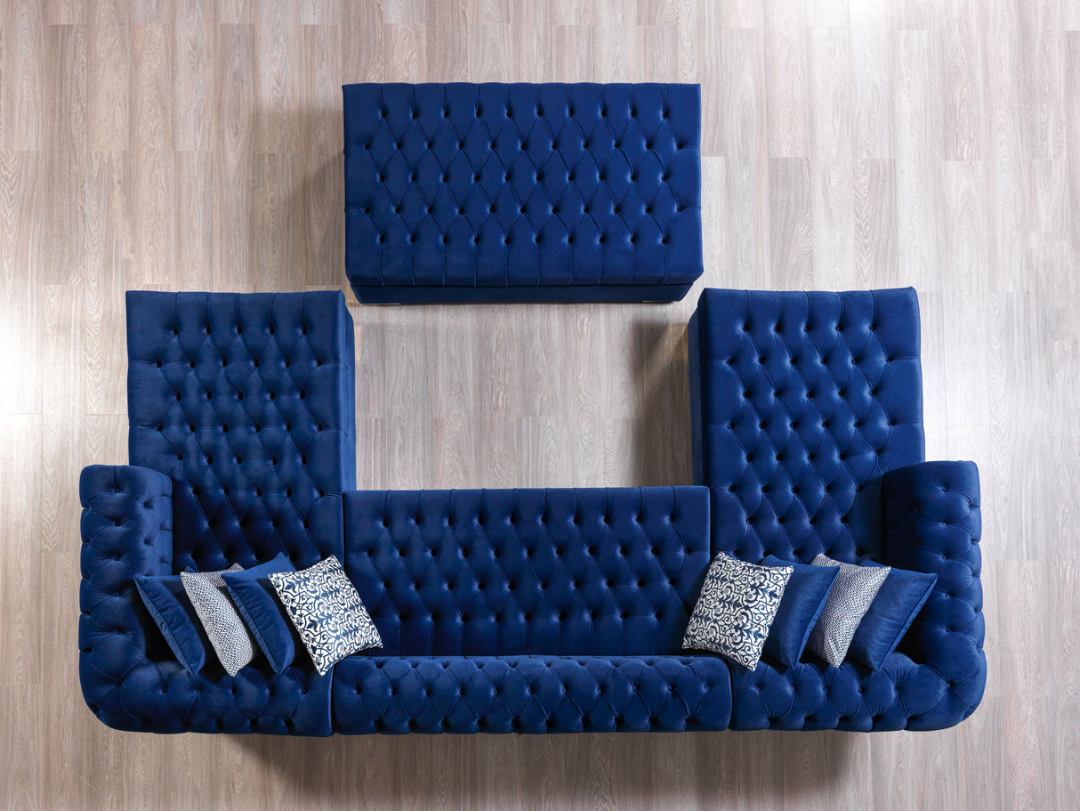 Lauren Blue Velvet Double Chaise Sectional from Nova Furniture - Luna Furniture