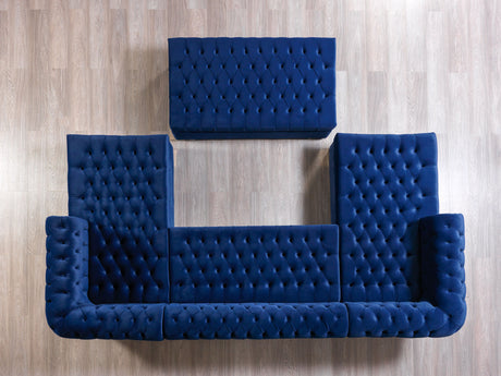 Lauren Blue Velvet Double Chaise Sectional from Nova Furniture - Luna Furniture