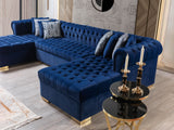 Lauren Blue Velvet Double Chaise Sectional from Nova Furniture - Luna Furniture