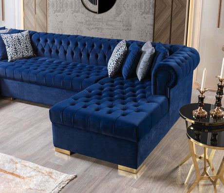 Lauren Blue Velvet Double Chaise Sectional from Nova Furniture - Luna Furniture