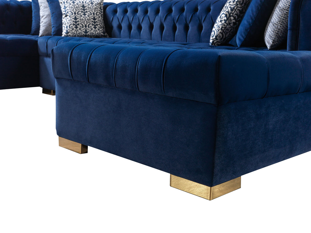Lauren Blue Velvet Double Chaise Sectional from Nova Furniture - Luna Furniture