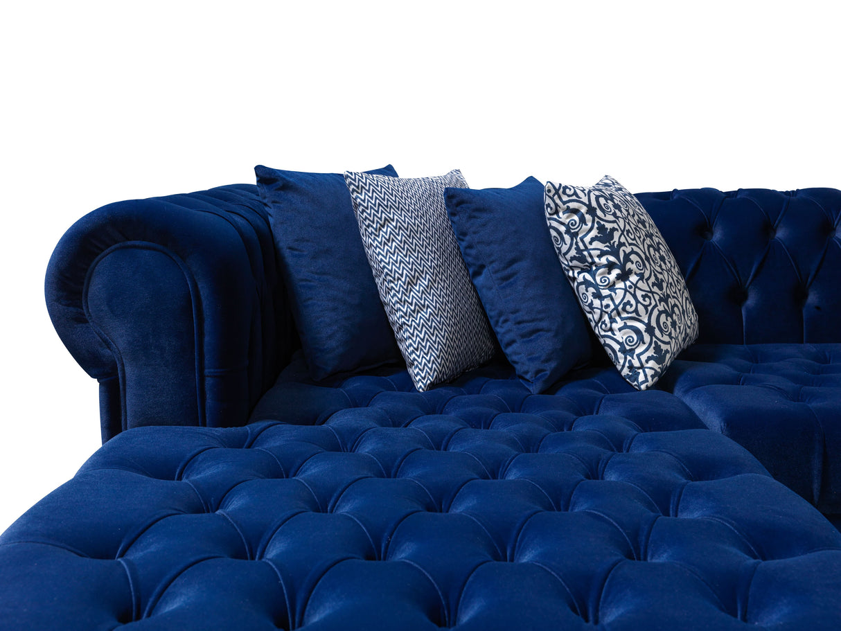 Lauren Blue Velvet Double Chaise Sectional from Nova Furniture - Luna Furniture