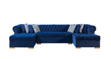 Lauren Blue Velvet Double Chaise Sectional from Nova Furniture - Luna Furniture