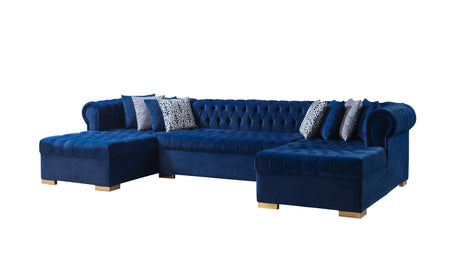 Lauren Blue Velvet Double Chaise Sectional from Nova Furniture - Luna Furniture