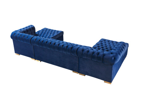 Lauren Blue Velvet Double Chaise Sectional from Nova Furniture - Luna Furniture