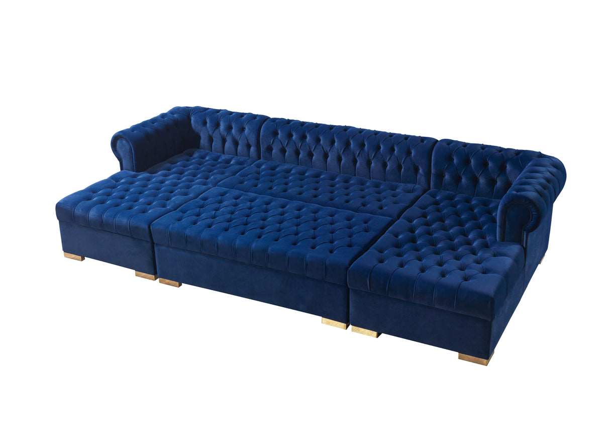 Lauren Blue Velvet Double Chaise Sectional from Nova Furniture - Luna Furniture