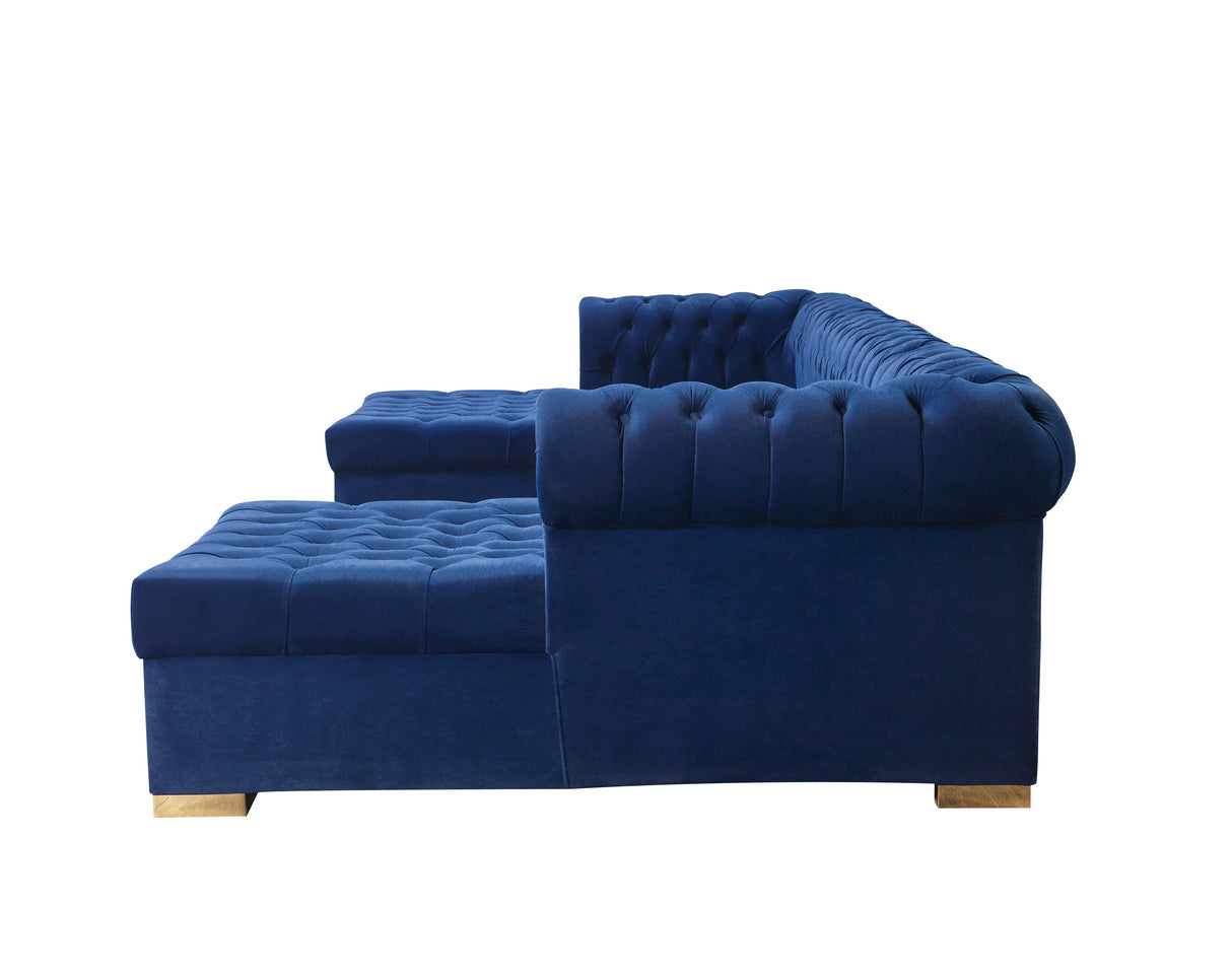 Lauren Blue Velvet Double Chaise Sectional from Nova Furniture - Luna Furniture