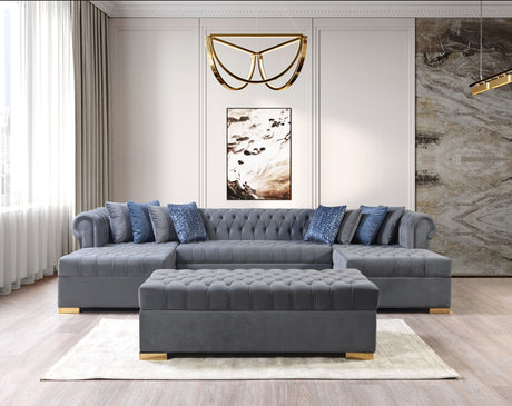 Lauren Gray Velvet Double Chaise Sectional from Nova Furniture - Luna Furniture