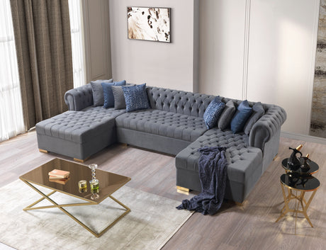 Lauren Gray Velvet Double Chaise Sectional from Nova Furniture - Luna Furniture