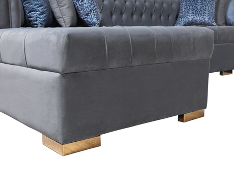 Lauren Gray Velvet Double Chaise Sectional from Nova Furniture - Luna Furniture