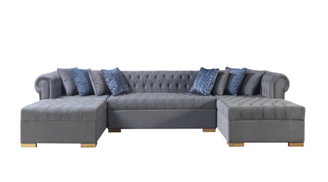 Lauren Gray Velvet Double Chaise Sectional from Nova Furniture - Luna Furniture