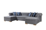 Lauren Gray Velvet Double Chaise Sectional from Nova Furniture - Luna Furniture